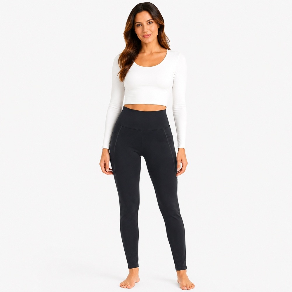 Alphalete Leggings Women Medium Dark Gray High Waisted Side Pockets Athletic